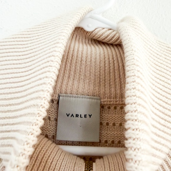 Varley 100% Cotton Boho Tara Pointelle Half Zip Knit Sweater Pullover M - Picture 7 of 9